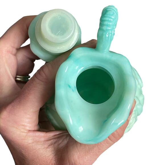 Vintage Avon Pitcher & Basin w/ Stopper Set Decanter Jadeite Empty Bath Bottle - Picture 7 of 10